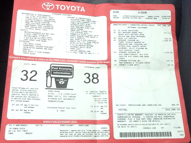 Toyota Echo 2002 photo 3